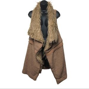 Long Faux Fur Vest Taupe Size L